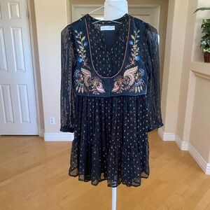 Zara Kids Black Embroidered Dress